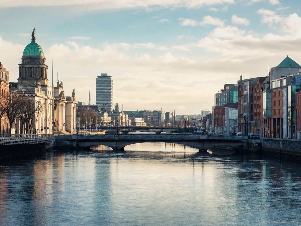 Irish city waterfront representing the working environment beyond campus